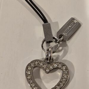 Coach Silver Heart Charm with Crystals